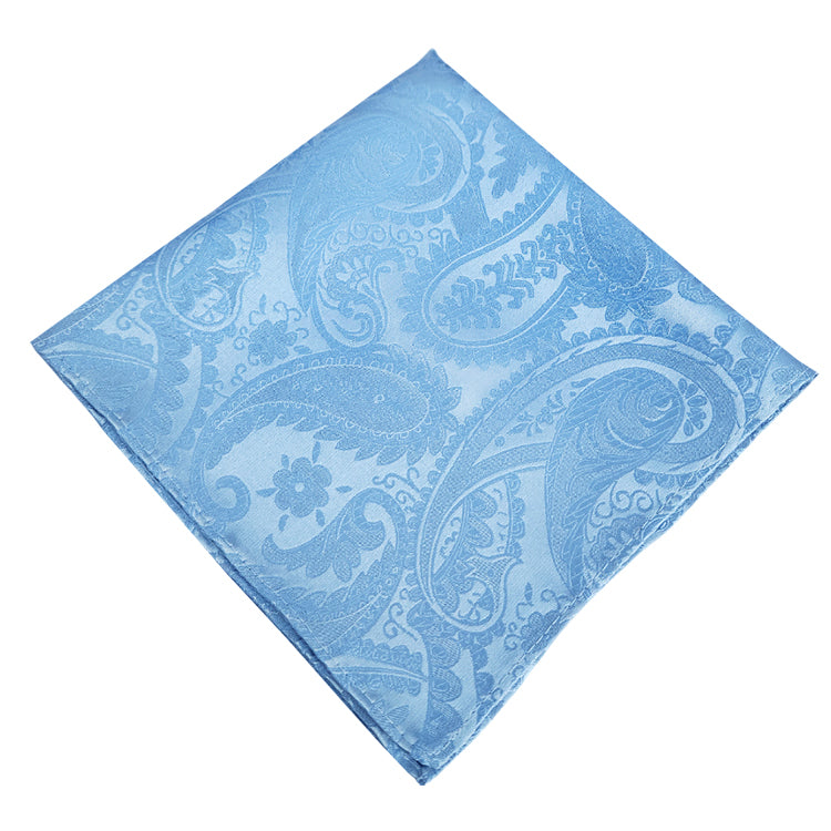 Dusty Blue Paisley Pocket Square