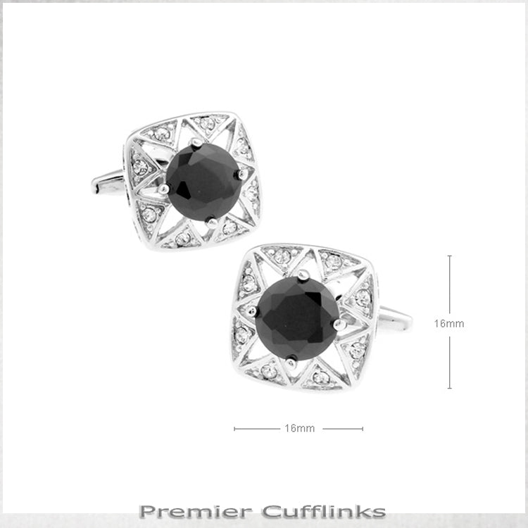 Star Border with Black Inset Cufflinks