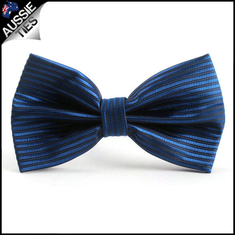Navy Blue Striped Bow Tie