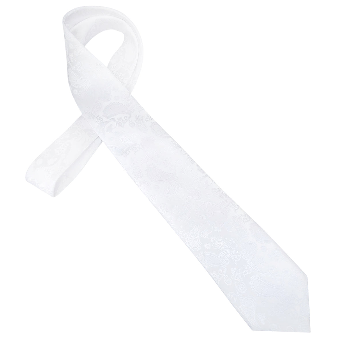 White Paisley Teardrops Tie