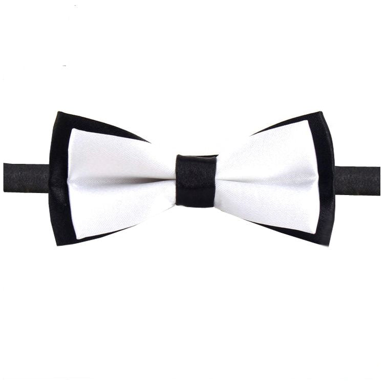 White with Black Back Boy's Bow Tie