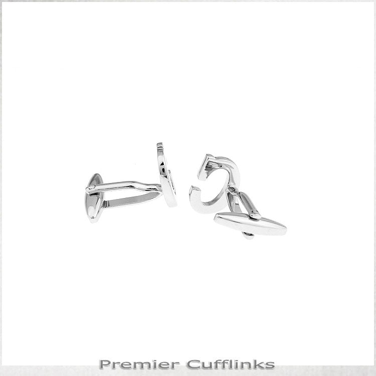 Single Initial C Silver Cufflink