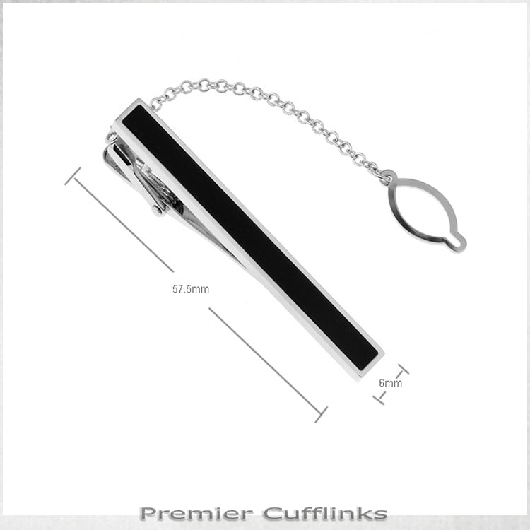 Silver with Black Inset Tie Clip