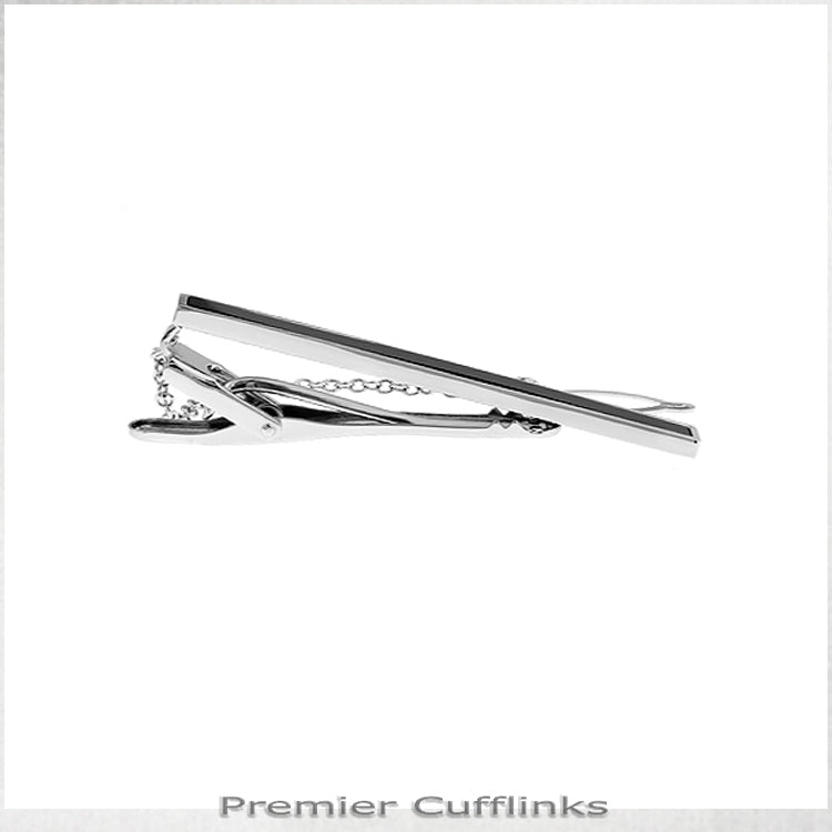 Silver with Black Inset Tie Clip