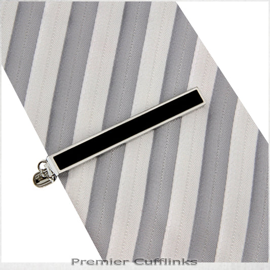 Silver with Black Inset Tie Clip
