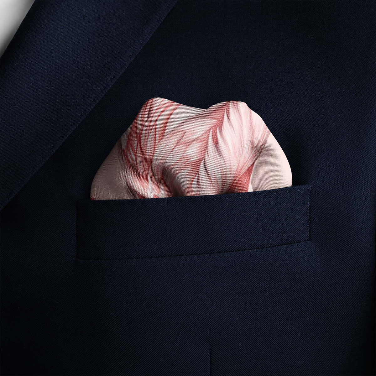 Genuine Silk Pink Flamingo Floral Pocket Square