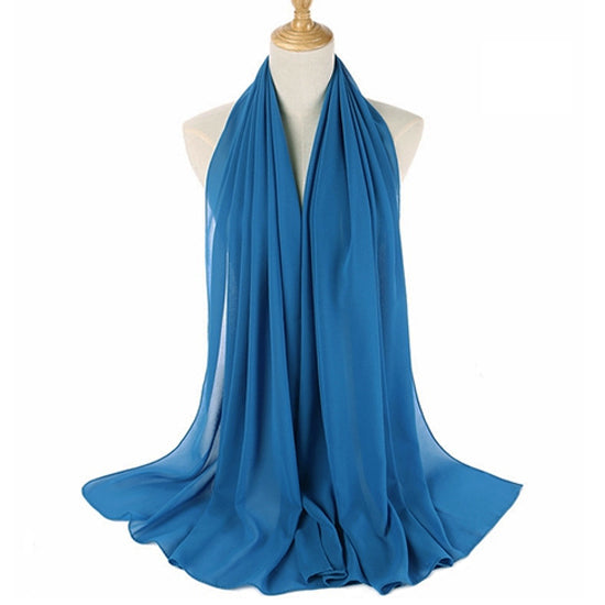 Vibrant Blue Chiffon Scarf Womens