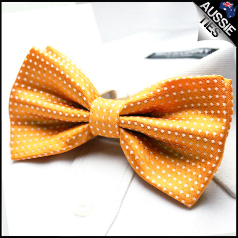 Apricot Orange with White Polkadots Bow Tie