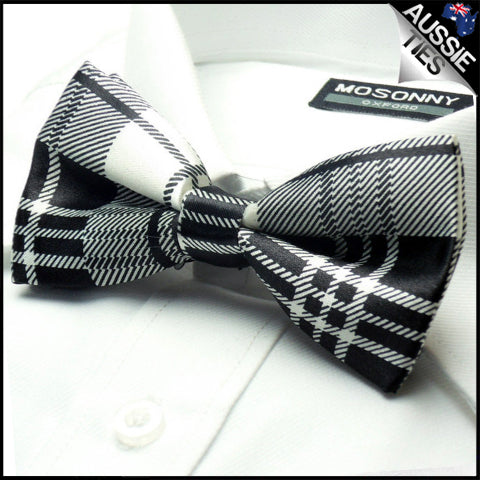 Black & White Tartan Bow Tie