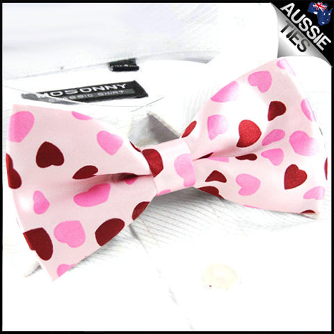 Light Pink Love Hearts Bow Tie