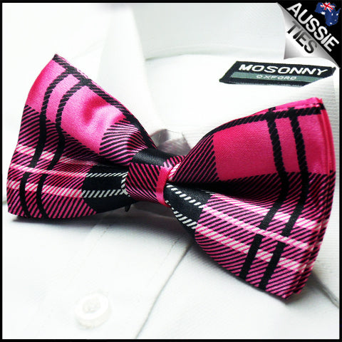 Pink and Black Tartan Bow Tie