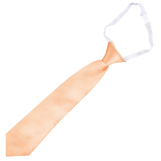 Boys Peach Apricot Pre-Tied Elastic Tie