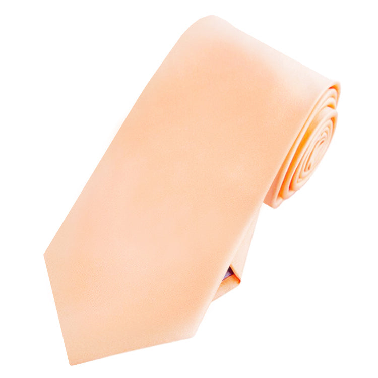 Mens Apricot Peach Plain 7cm Slim Tie