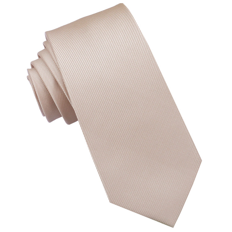 Beige Tan Ribbed 6cm Mens Slim Tie