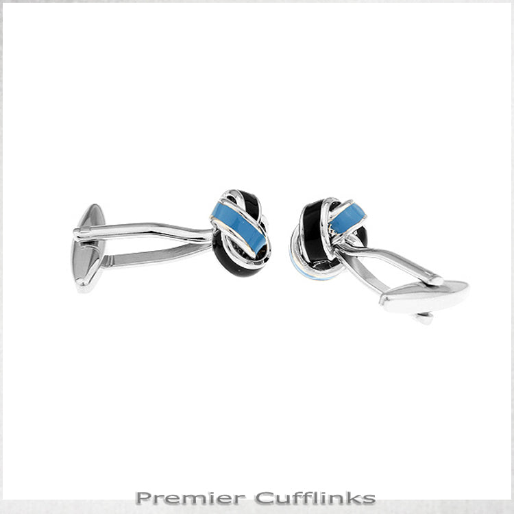 Black And Cobalt Blue Knot Cufflinks