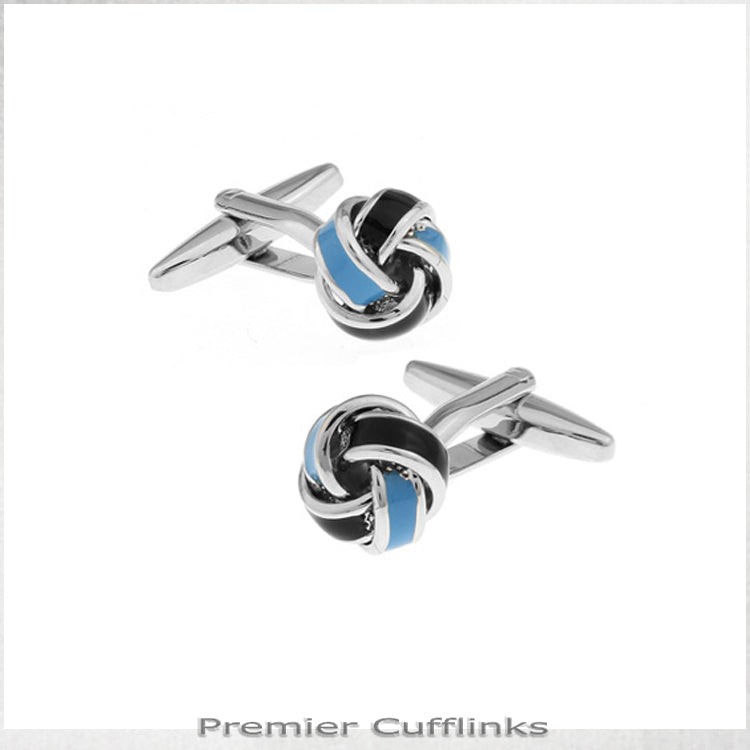 Black And Cobalt Blue Knot Cufflinks