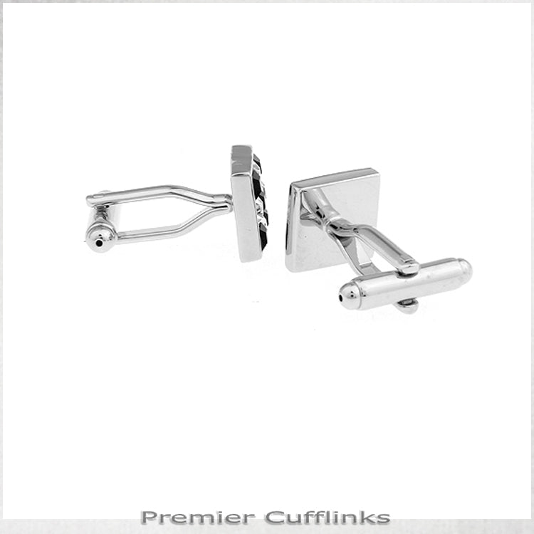 Black and Crystal Checker Board Cufflinks