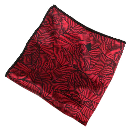 Red with Black Geometric Leaves
