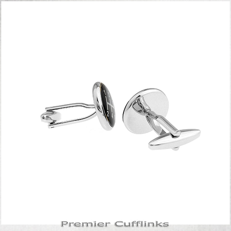 Black & Silver Gear Stick Cufflinks