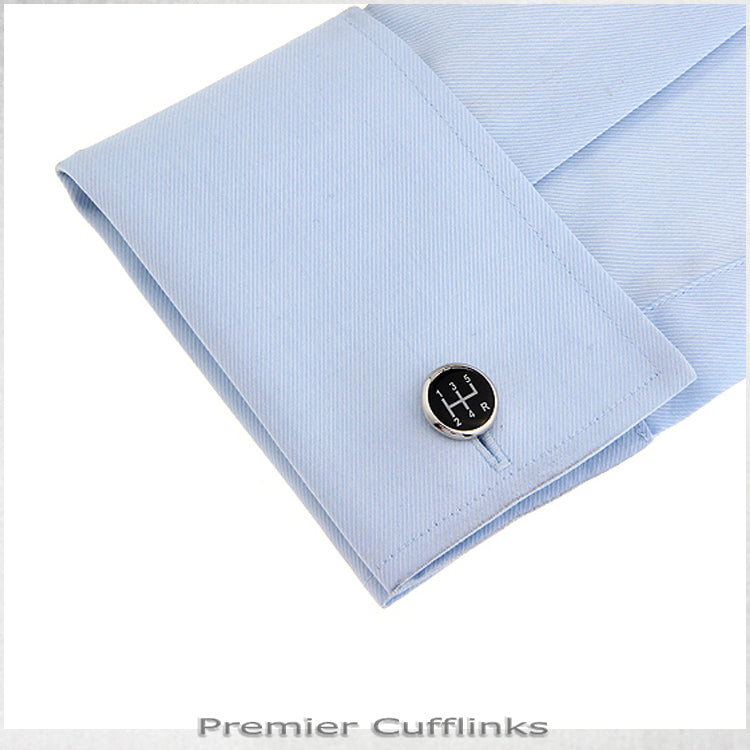 Black & Silver Gear Stick Cufflinks