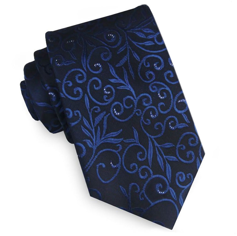 Black & Blue Floral with Highlights Mens Tie