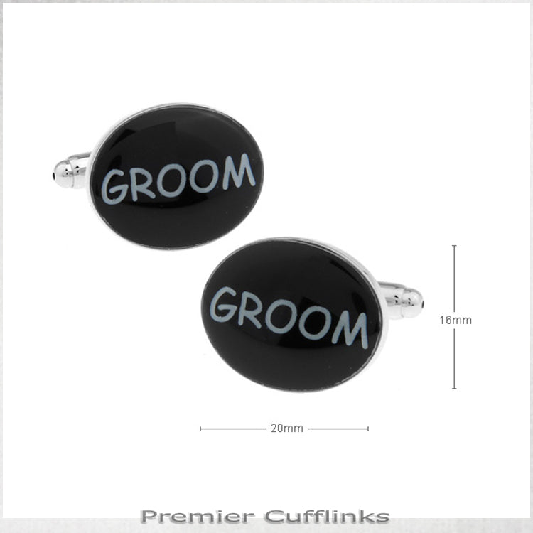 Black Oval Groom Cufflinks