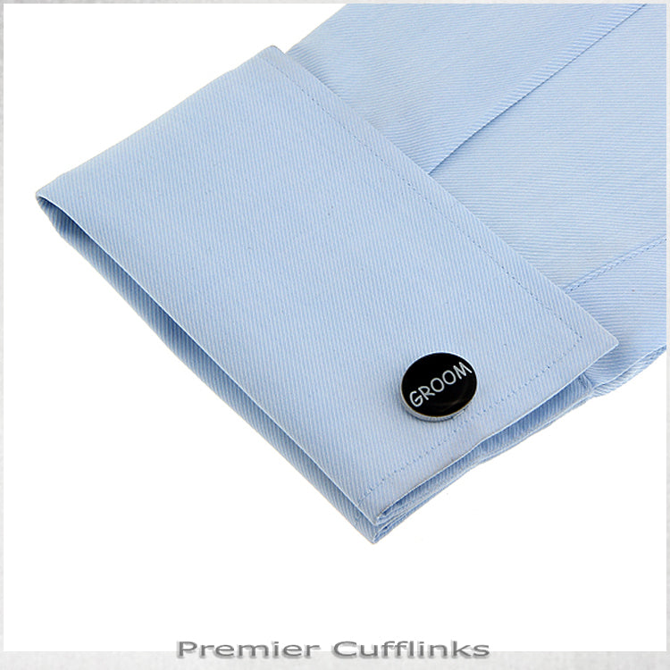 Black Oval Groom Cufflinks