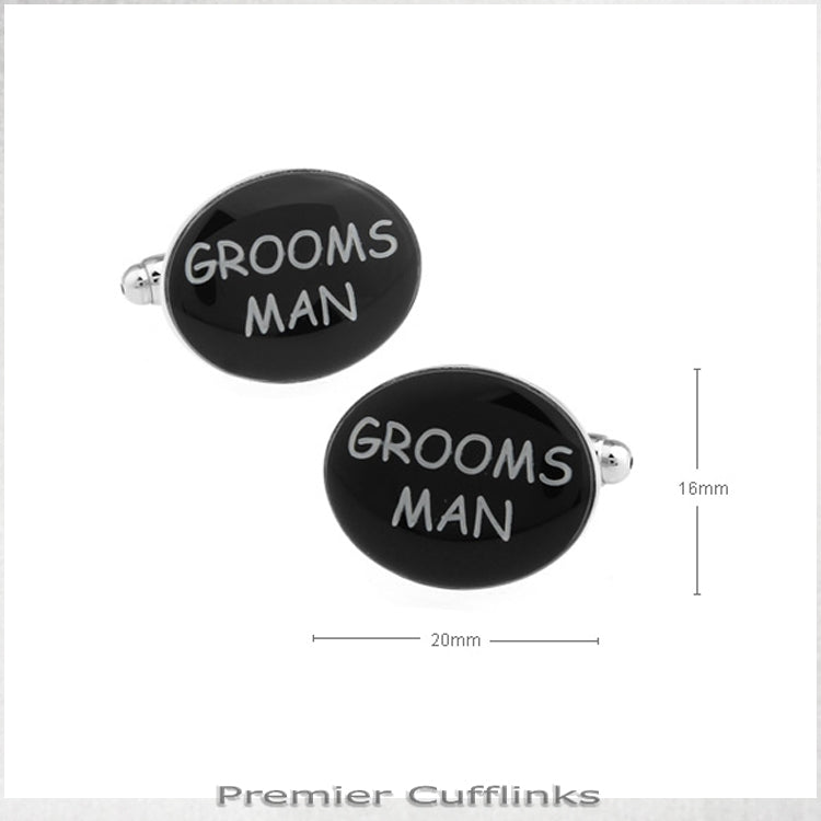 Black Oval Groomsman Cufflinks