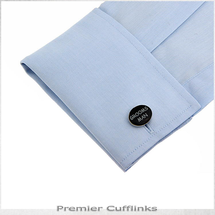 Black Oval Groomsman Cufflinks