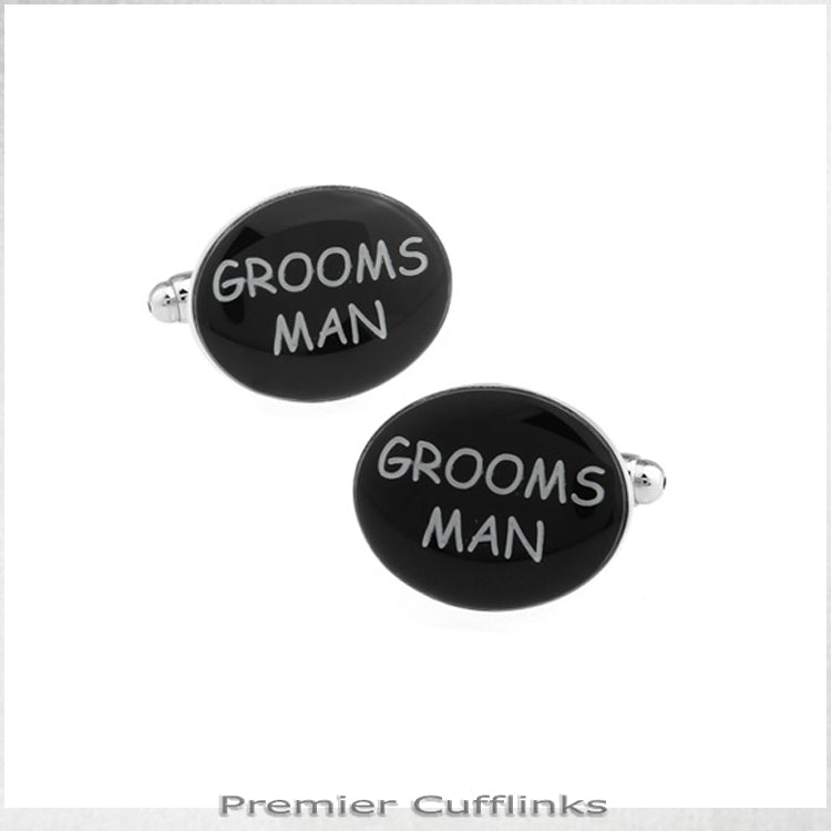 Black Oval Groomsman Cufflinks