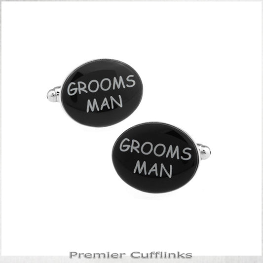 Black Oval Groomsman Cufflinks