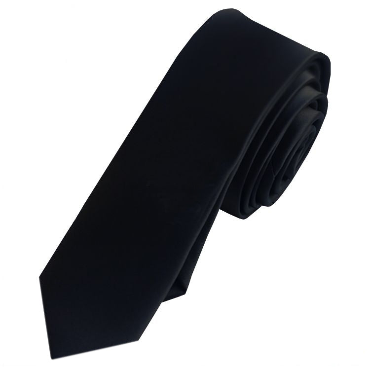 Mens Black Skinny Necktie