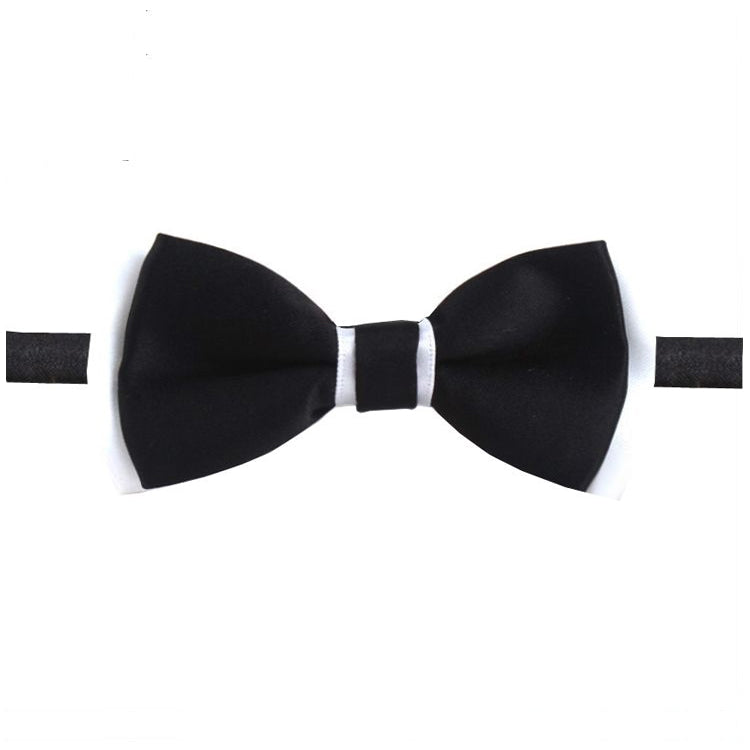 Black with White Trim Boy's Bow Tie