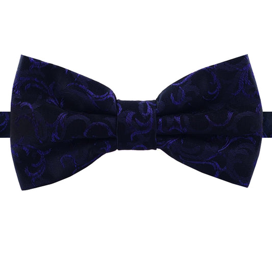 Black with Cadbury Purple Floral Pattern Bow Tie