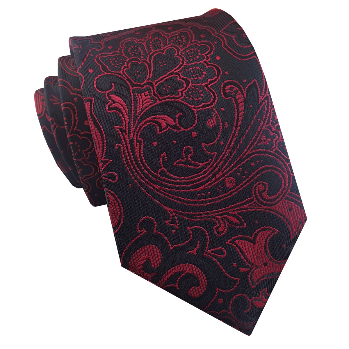 Black & Red Paisley Mens Slim Tie