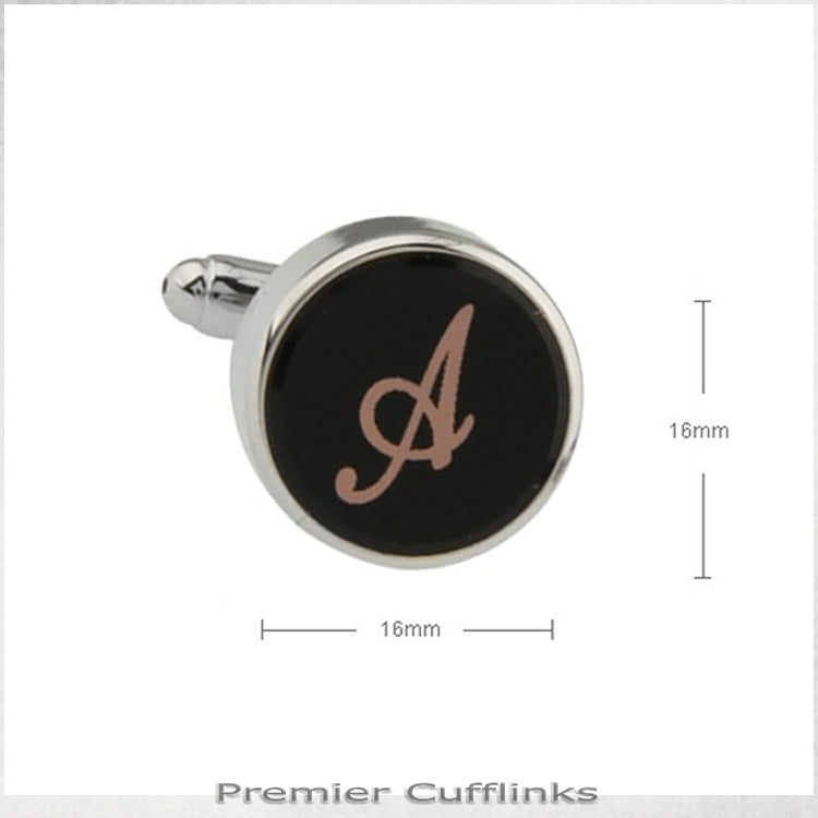 Single Black with Rose Gold Initial A Cufflink