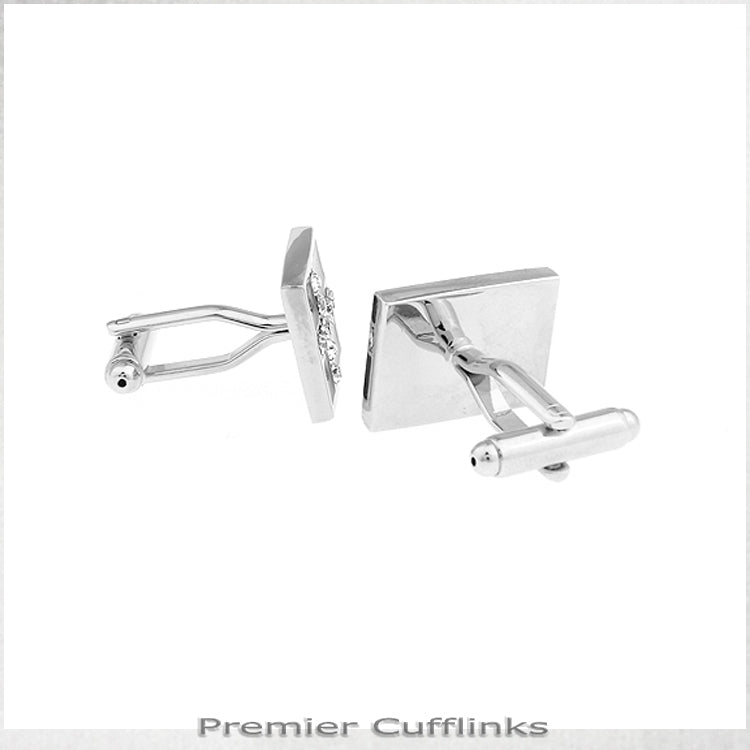 Black with Silver Diamante Cross Cufflinks