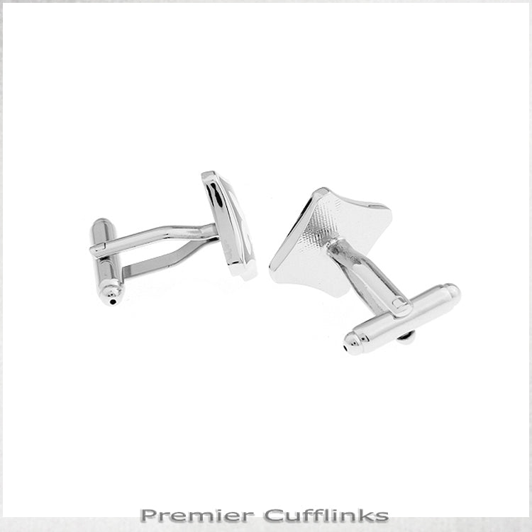 Black with Silver Fleur De Lis Cufflinks
