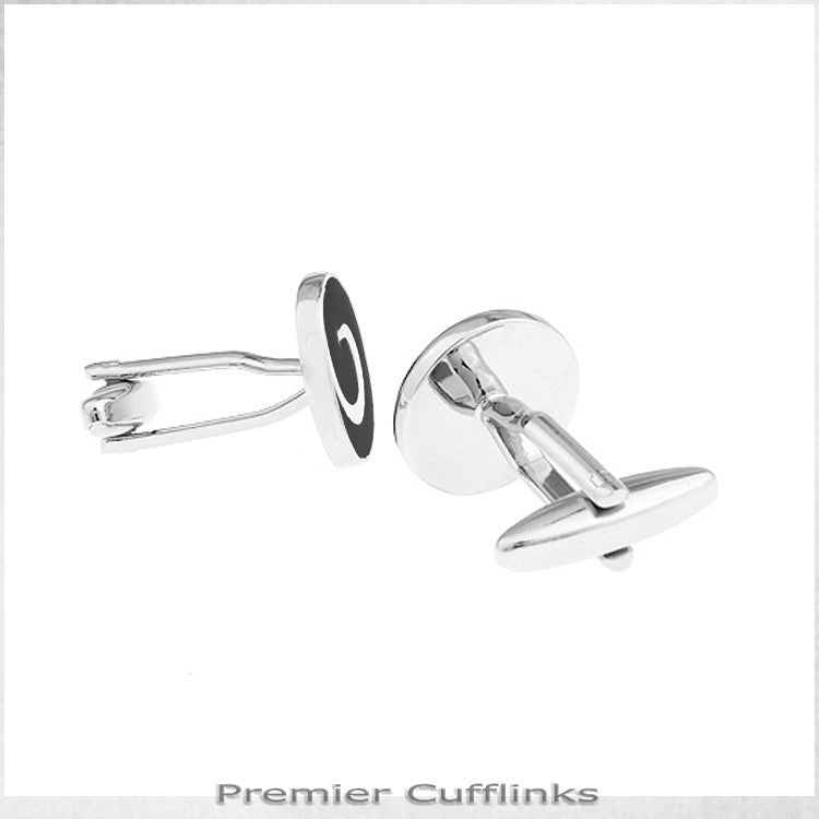 Black With Silver Koru Cufflinks