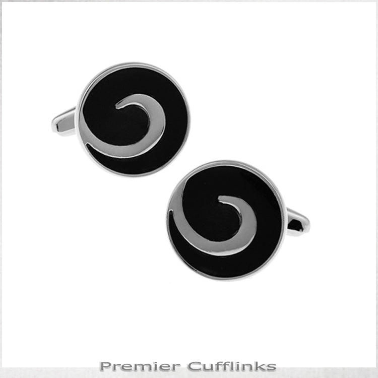 Black With Silver Koru Cufflinks