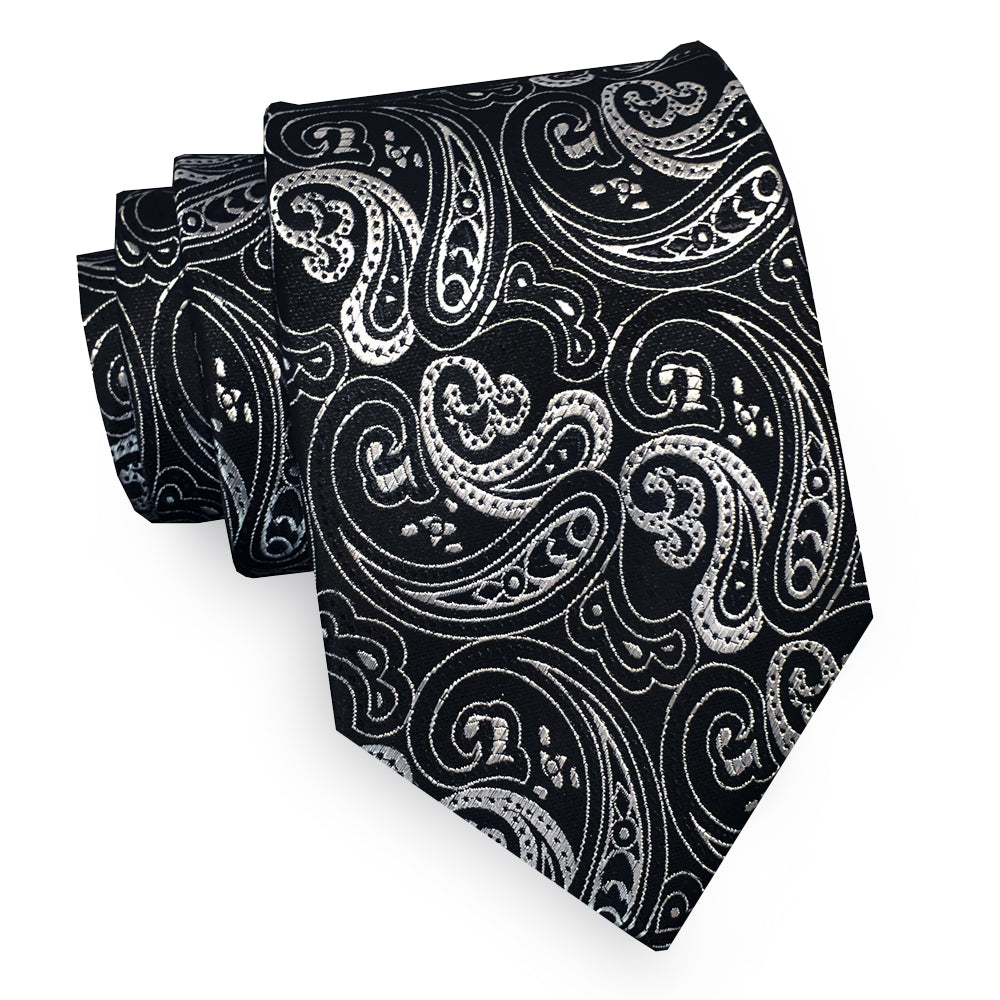 mens black and white floral tie 