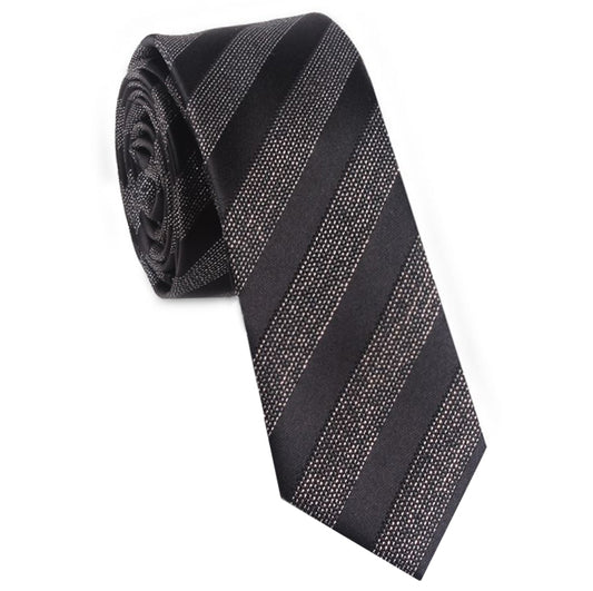 Black with White Specks Stripes Skinny Tie