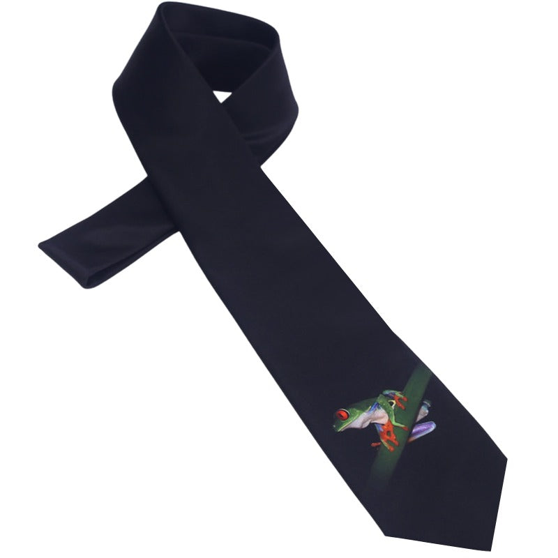 Black with Tree Frog Slim Tie