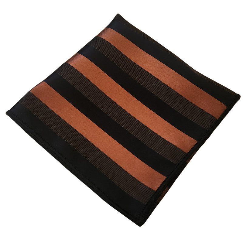Teal, Dark Blue, Black & White Stripes Pocket Square