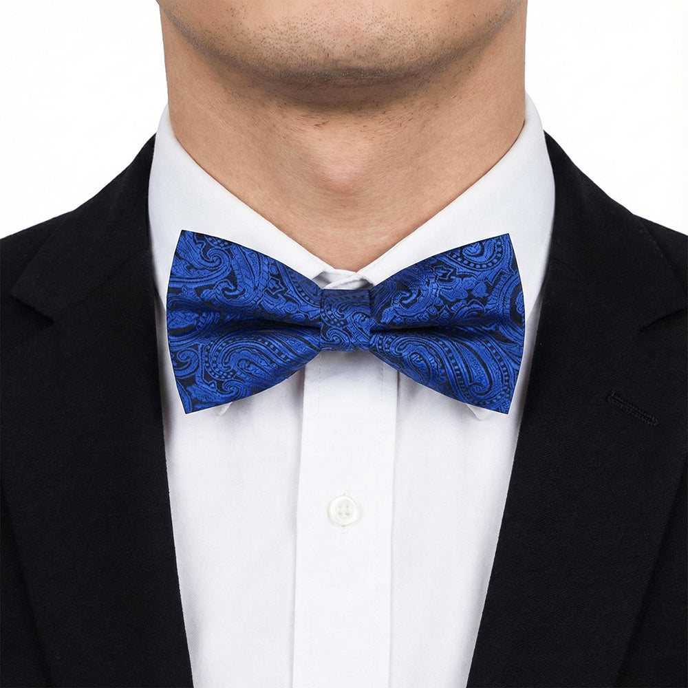 Blue & Black Paisley Bow Tie