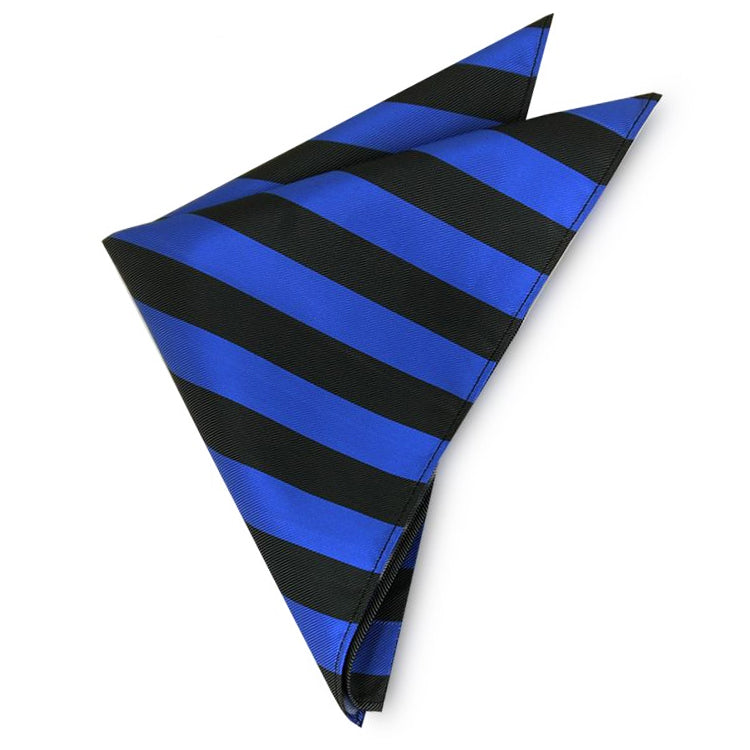 Mens Blue & Black Striped Pocket Square 