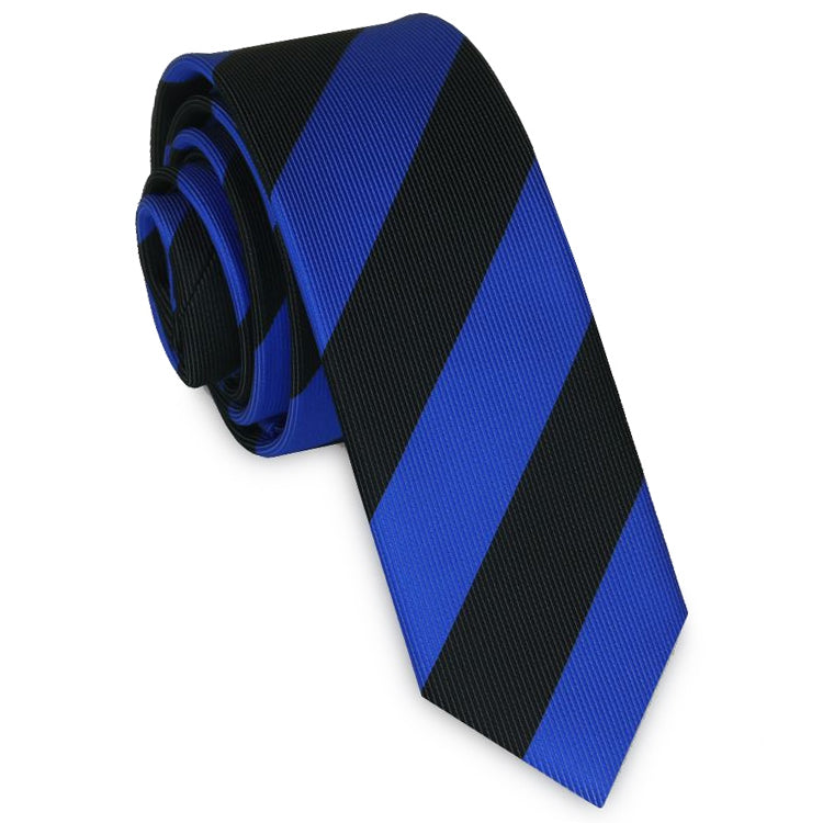 Mens Blue & Black Stripes Skinny Tie