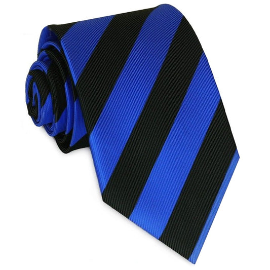Mens Blue & Black Stripes Sports Tie