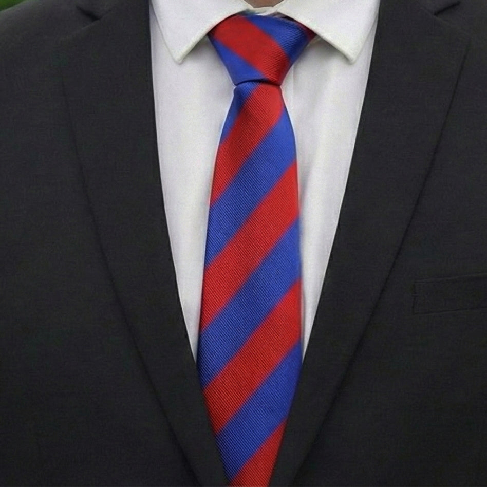 Mens Red & Blue Stripes Sports Tie