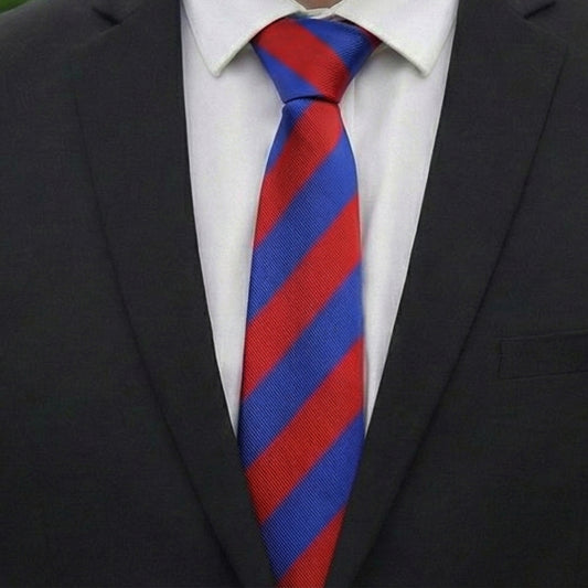 Mens Red & Blue Stripes Sports Tie